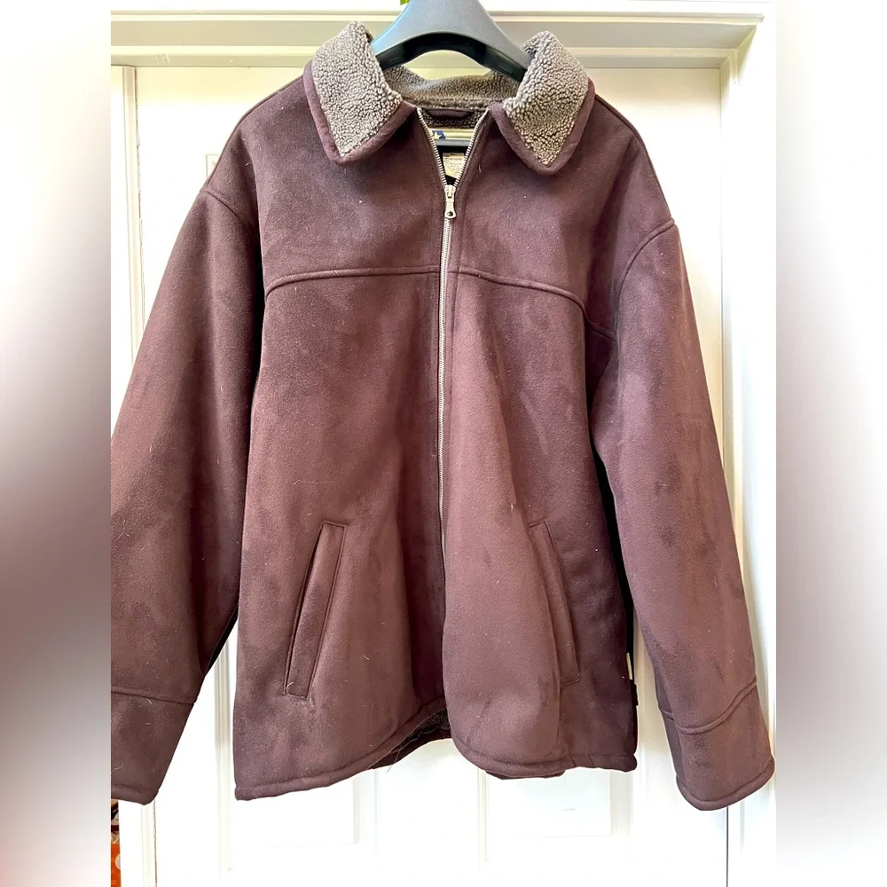 Luxe brown “suede” like feel men’s jacket, XL - Picture 1 of 4